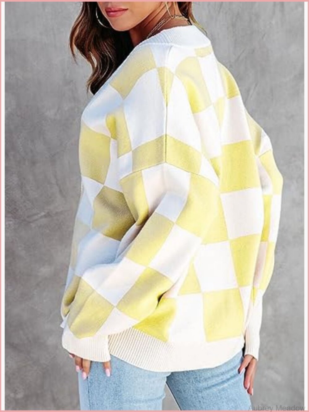 V-Neck Button Down Long Sleeve Cable Knit Oversized Cardigan - Picture 4 of 7